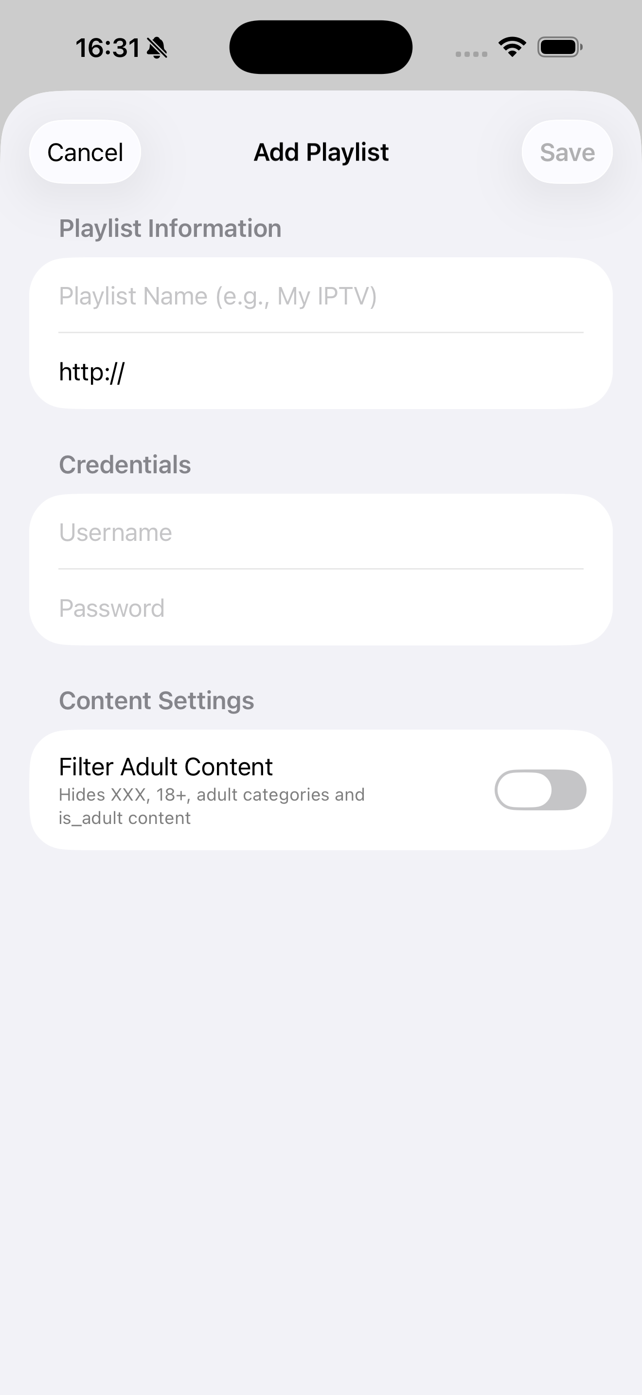 Add Xtream Codes playlist on iPhone