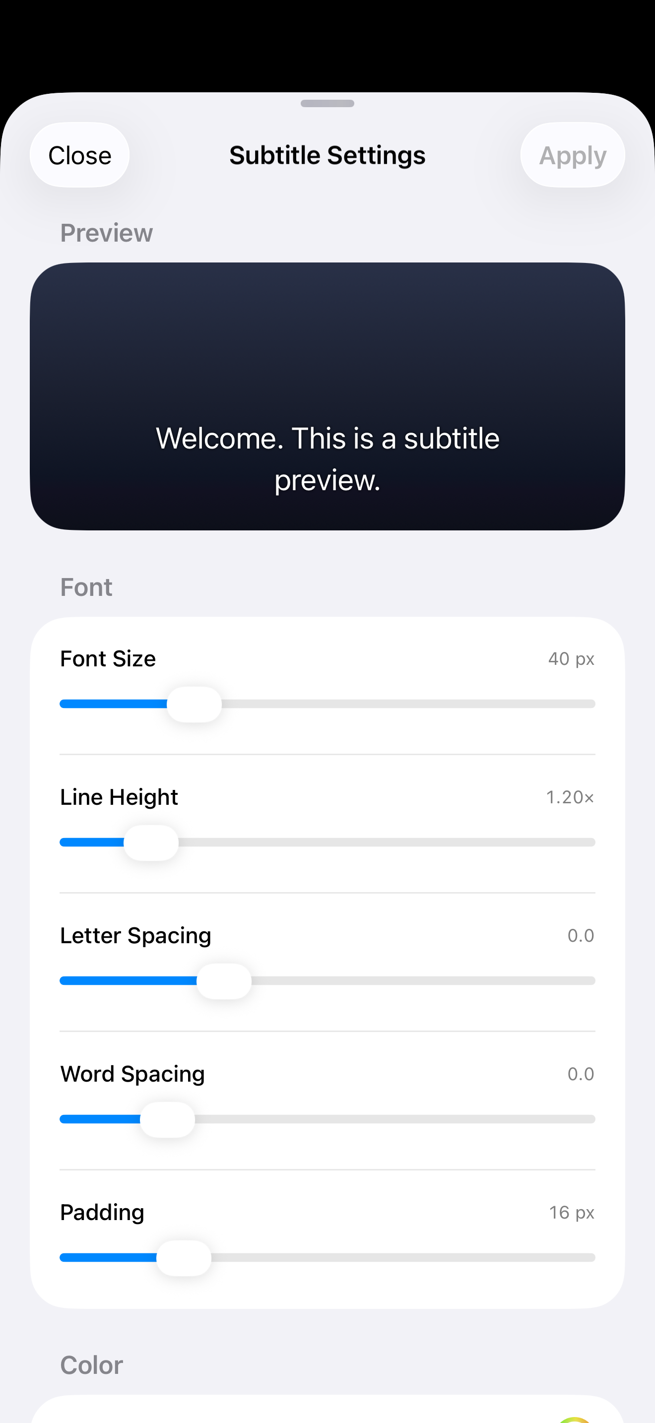Subtitle customization on iPhone